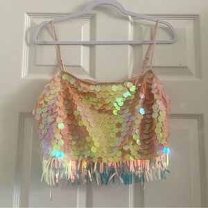 Brand new: Anthropologie brand Skies Are Blue Pastel Pink Iridescent Sequin Tank